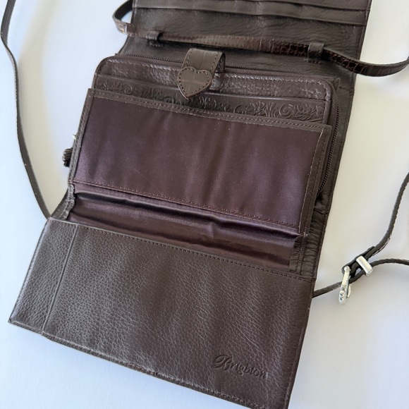 Brighton Brown Croc Embossed Leather Wallet with a Silver Heart clasp - Picture 12 of 14